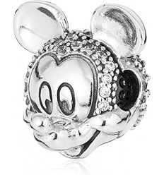Clip de plata de Mickey Disney con circonita cúbica transparente.