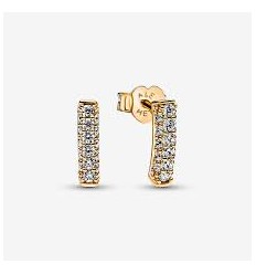 14K GOLD-PLATED STUD EARRINGS WITH CLEAR CUBIC ZIRCONIA